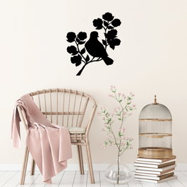 Wallity Rose And Bird - 439 Decoración de Pared en Metal Negro